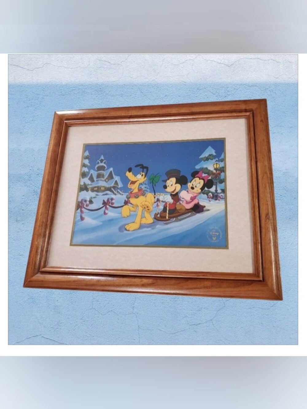 Disney Mickey's Once Upon A Christmas 1999 Lithograph Framed & Matted 11x14